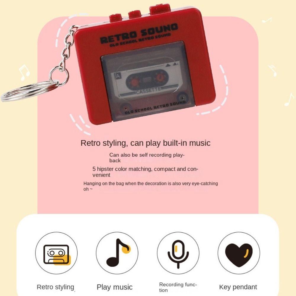 Cassette Recorder Music Key Chain Vintage Music Box Pendant  Home Decoration