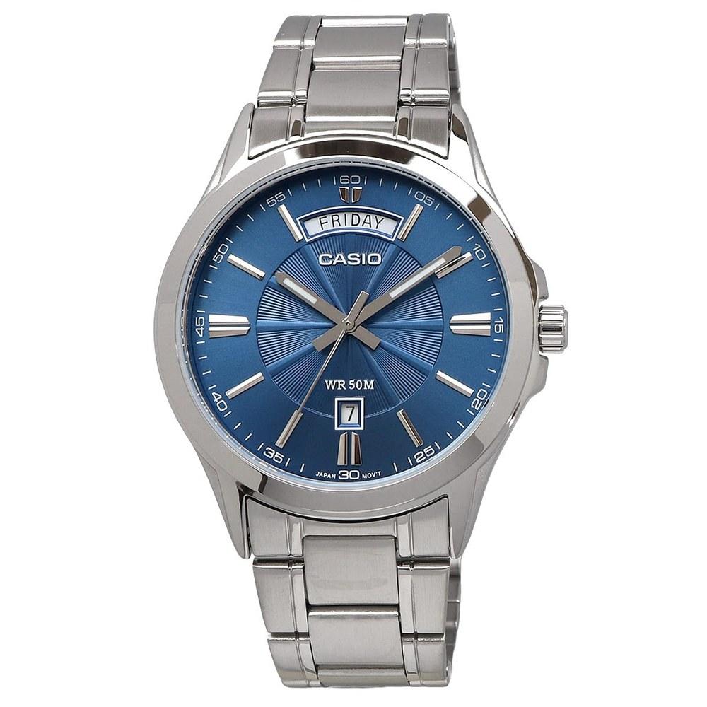 Casio Analog Quartz Men's Wristwatch MTP-1381D-2AV Metal Band Silver Blue