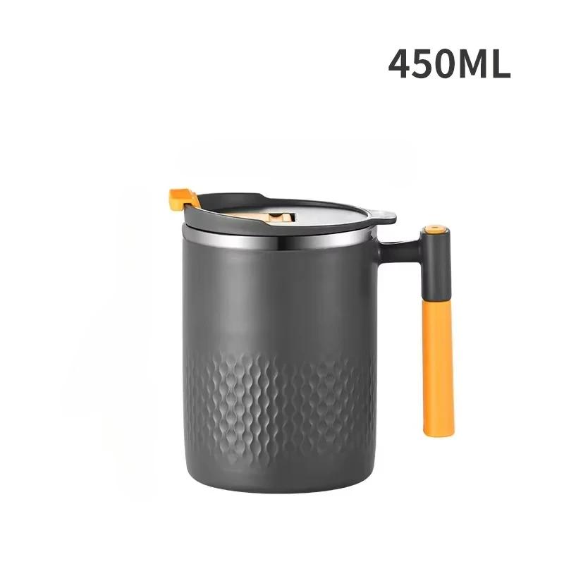 Stainless Steel Mug with Handle and Lid Double Wall Heat-resistant Anti-scald Coffee Cup Household Office Milk Oatmeal Water Cup