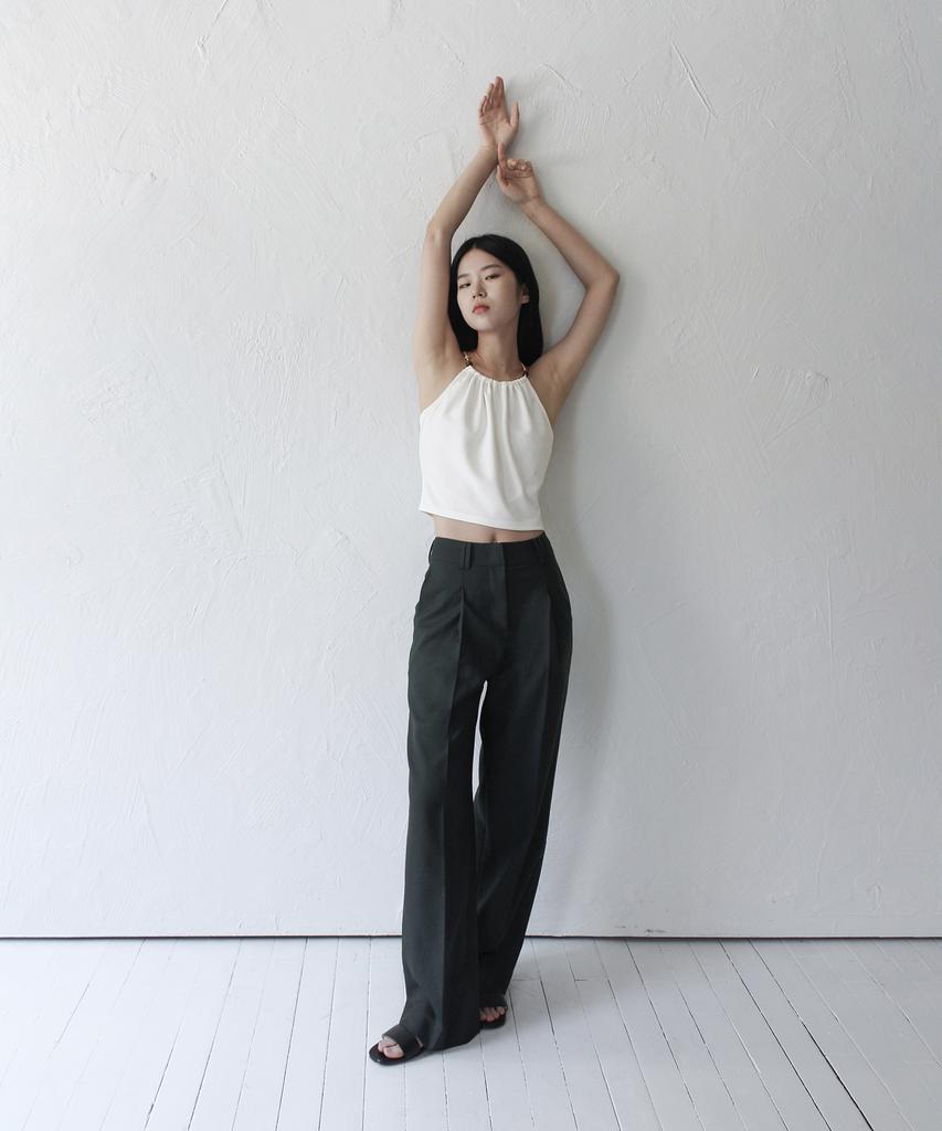 RUBATI Halterneck Wooden Beads Top (Ivory)