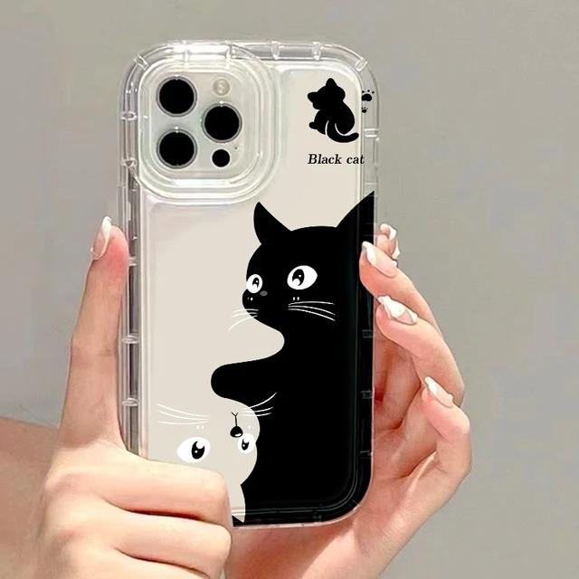 Funny Wide Angle Cat Face Case For iPhone 17 16 15 14 13 12 11 Pro Max Cute 3D Creative Clear Soft TPU Shockproof Cover Funda