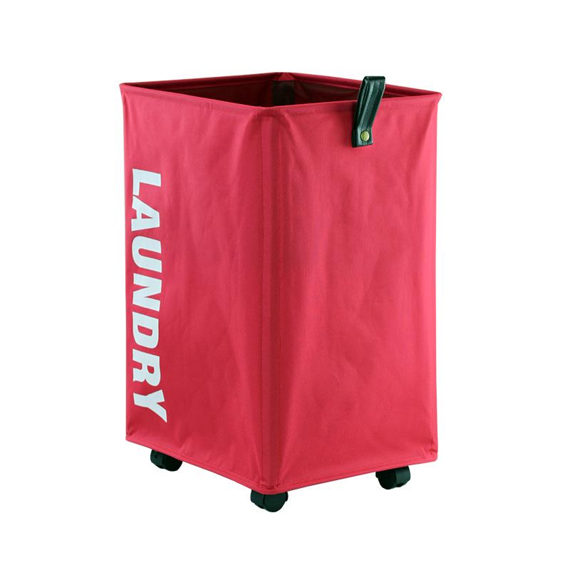 Wheeled Oxford Cloth Laundry Basket - Large, Foldable, Dirty Clothes Hamper 40x32x59 cm красный