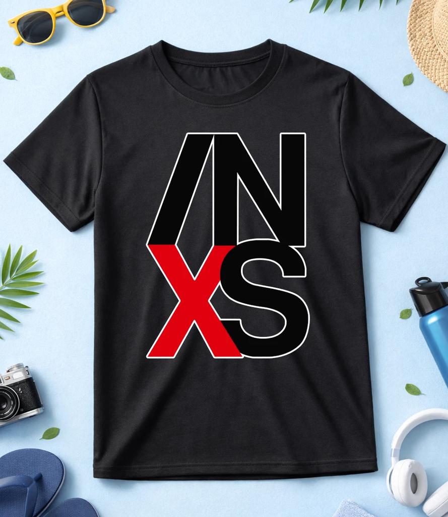 INXS Logo Grande Maglietta a Maniche Corte Bianco-Nero Uomo/Donna K10A