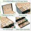 3 Layer Jewelry Box PU Leather Jewelry Organizer Storage Box with Key Tabletop Display Case for Women Earring Necklace Bracelet