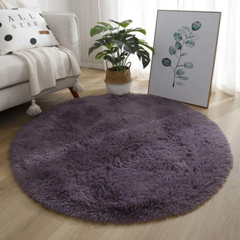 Green Round Fluffy Carpet For Kids Room Solid Plush Rug For Bedroom Room Soft Long Hair Floor Mat Circle Bathroom Cute Decoration Chair Mat