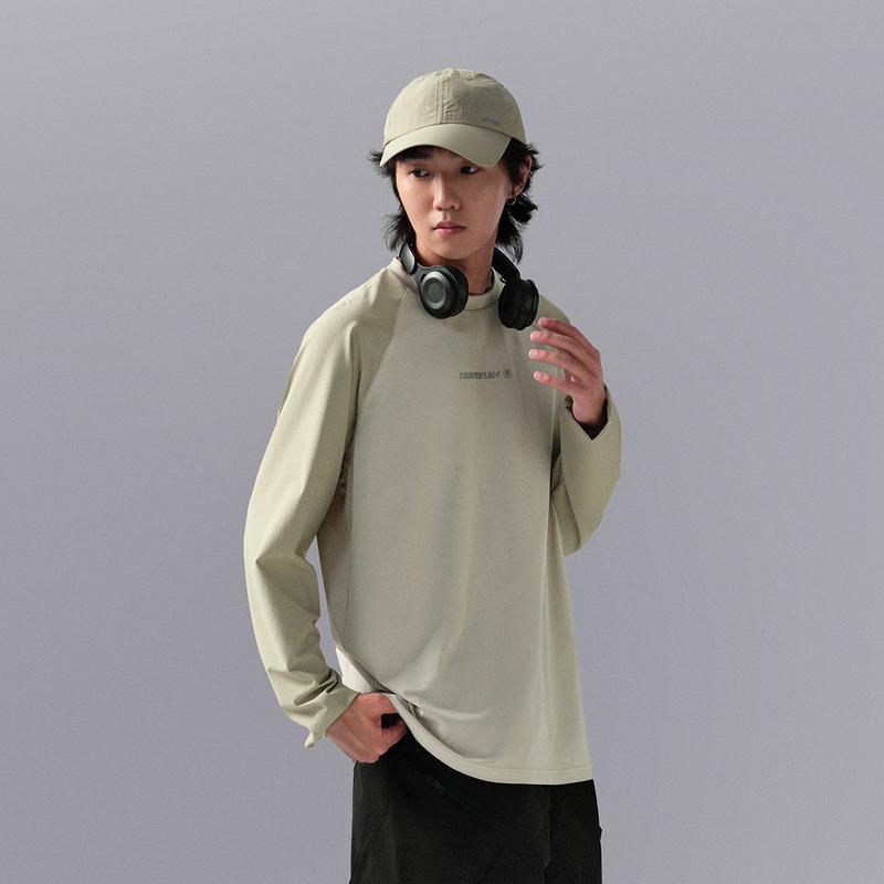 Li Ning CF Series Round Neck Loose Quick-Dry Knitted Long Sleeve T-Shirt Men Tops Lime ATLU155-1