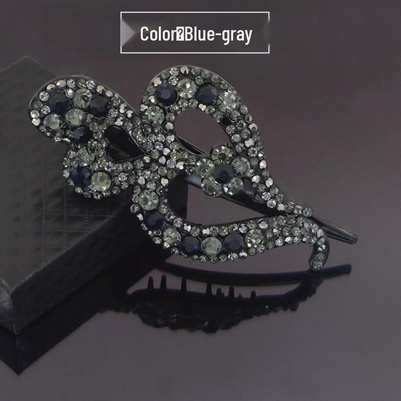 Chic Rhinestone Heart Duckbill Clip: Korean Style Elegant Bun Maker Hair Accessory.