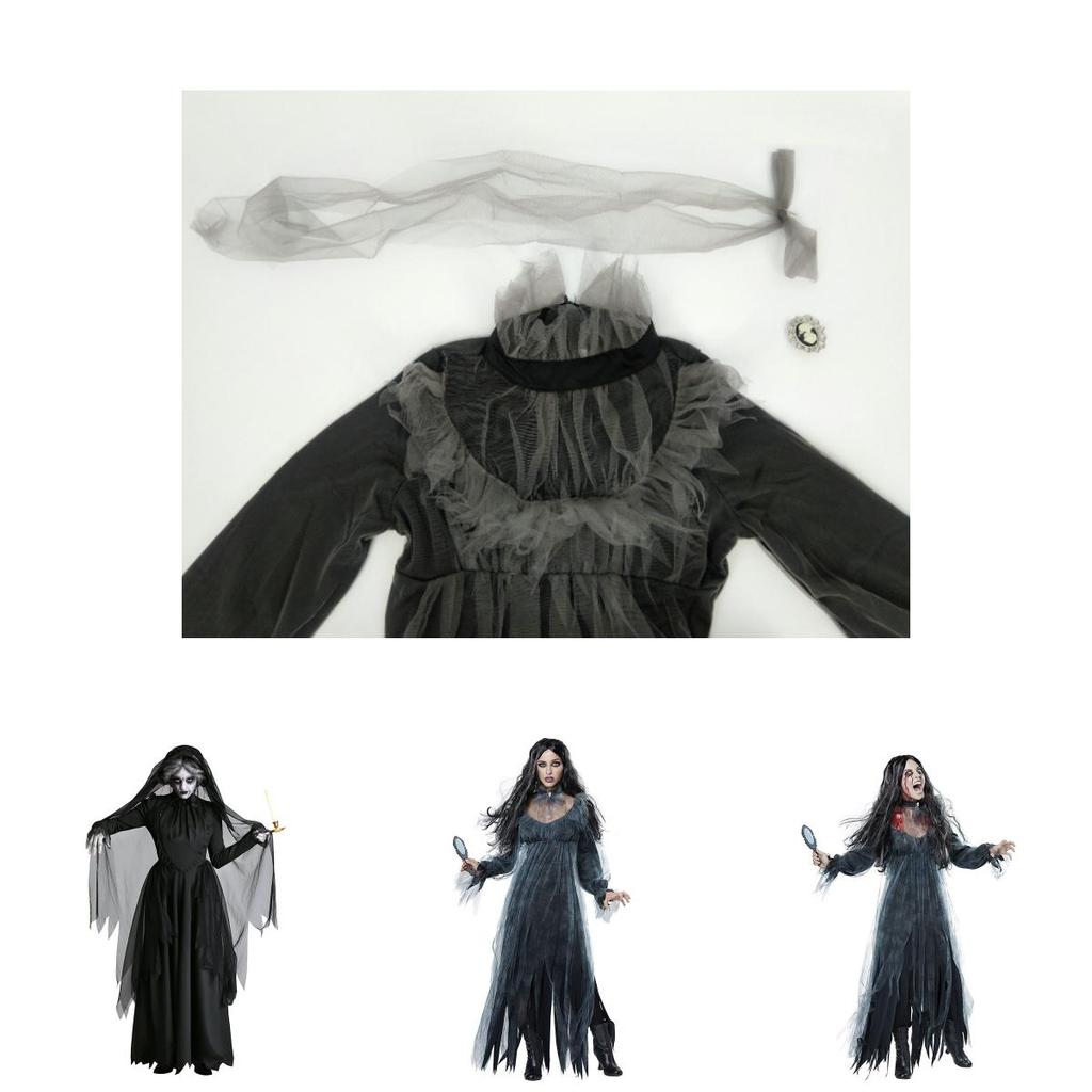 Female Zombie Bride Costume Halloween Cosplay Party Ghost Witch Or Vampire Outfit Polyester Fabric