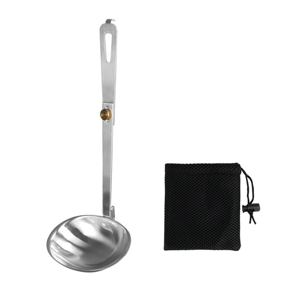 Camping Folding Spoon Outdoor Picnic 304 Stainless Steel Dinnerware Foldable Handle Soup Spoon Camping Tableware
