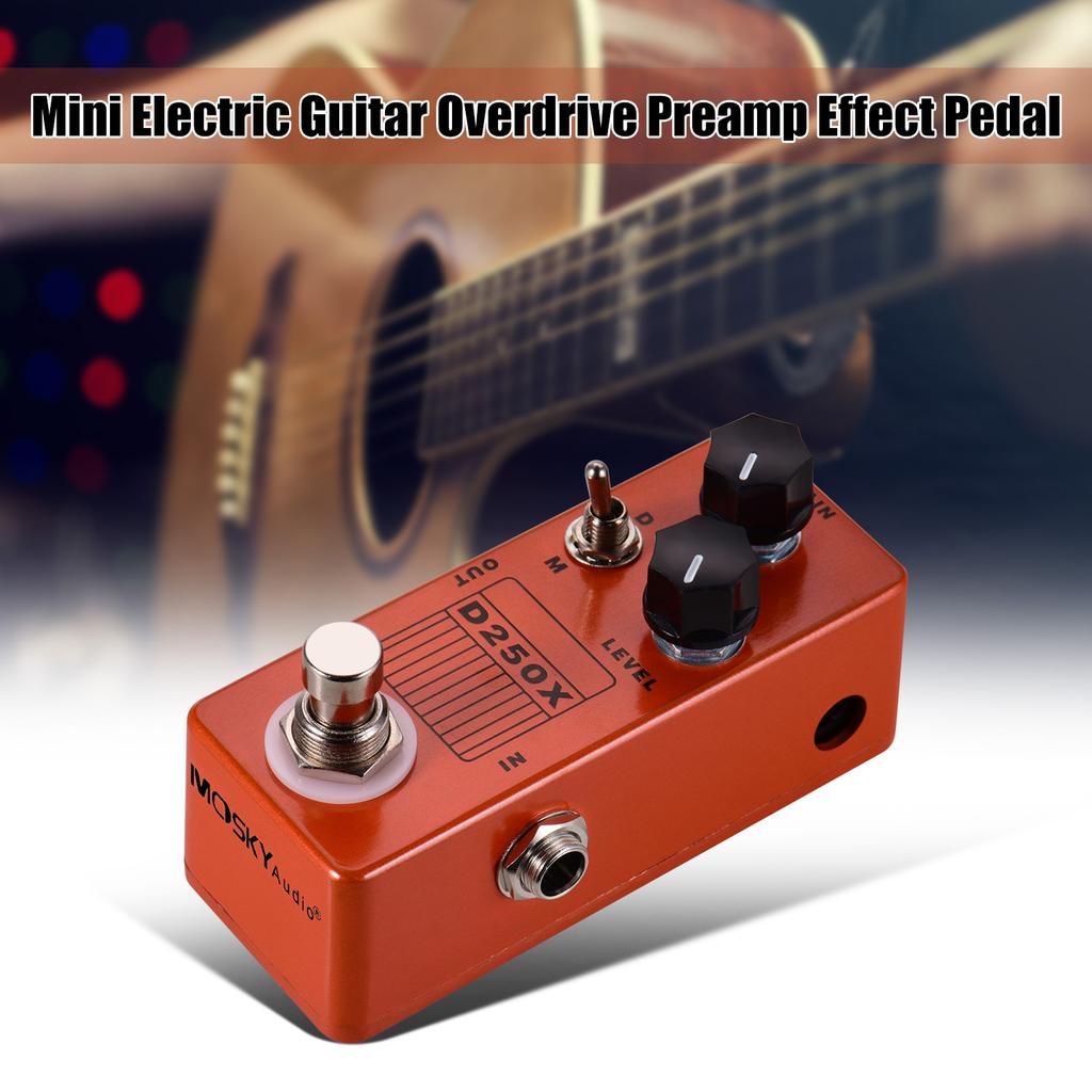 MOSKYAudio D250X Mini Electric Guitar Overdrive Preamp Effect Pedal 2 Models Full Metal Shell True Bypass