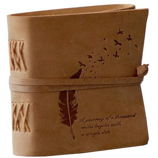 Leather Diary Embossed With Leaf of Tree Handmade Leather Bound Diary Cum Notepad for Men and Women Plain Paper Perfect for Travel Diary