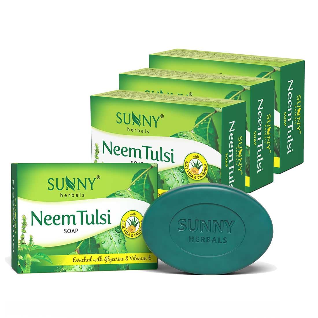 Sunny Herbals Neem & Tulsi Soap 75 gmX  Pack of 4 | Deep Cleansing, Oil Control, Gentle Herbal Skincare