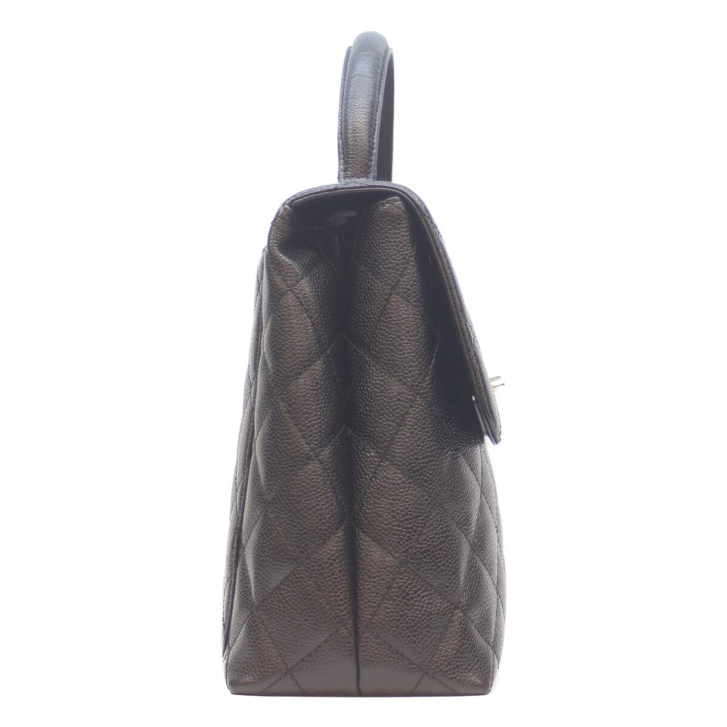 CHANEL No. 6 A12397 Black Caviar Silver Hardware Matelasse Top Handle Brief Handbag Black / SV HardwareUsed