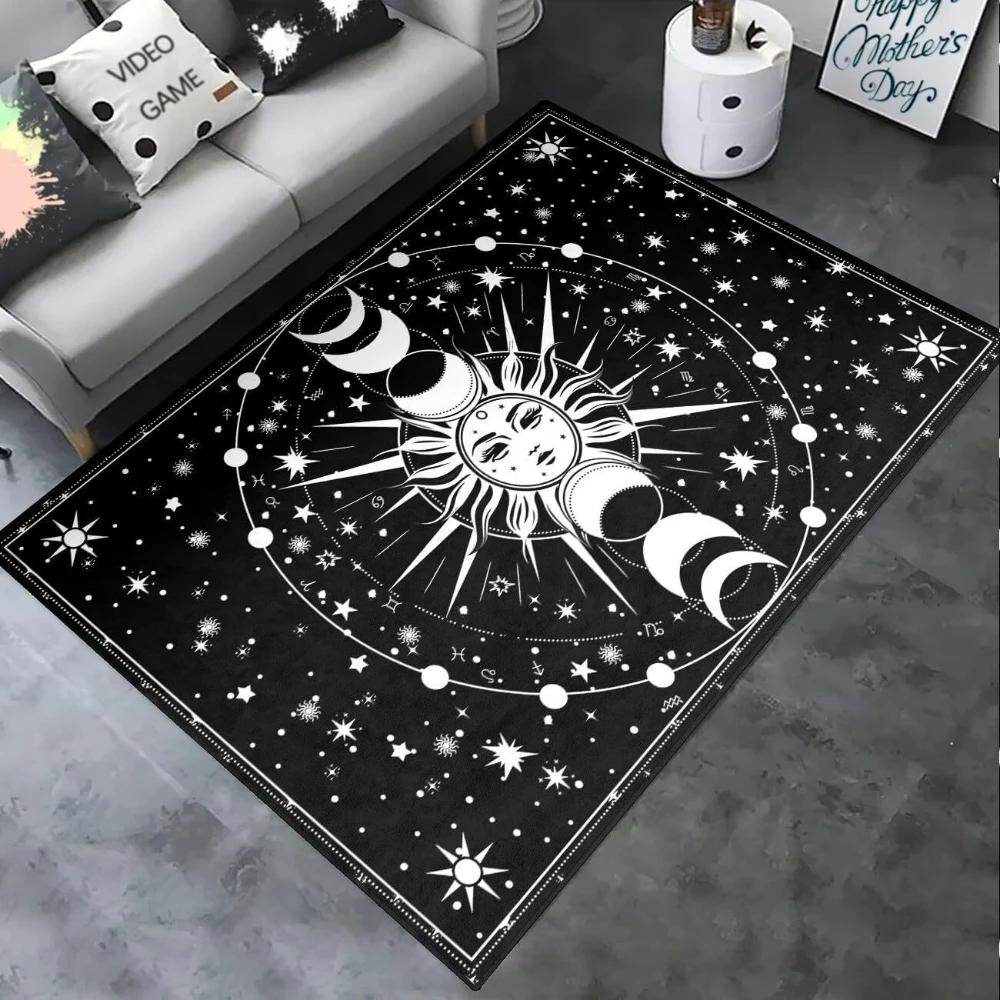 Boho Sun Changes Moon Starry Sky Celestial Carpet for Living Room Bedroom NonSlip Soft Rug Kitchen Table FloorMat Festivals Gift
