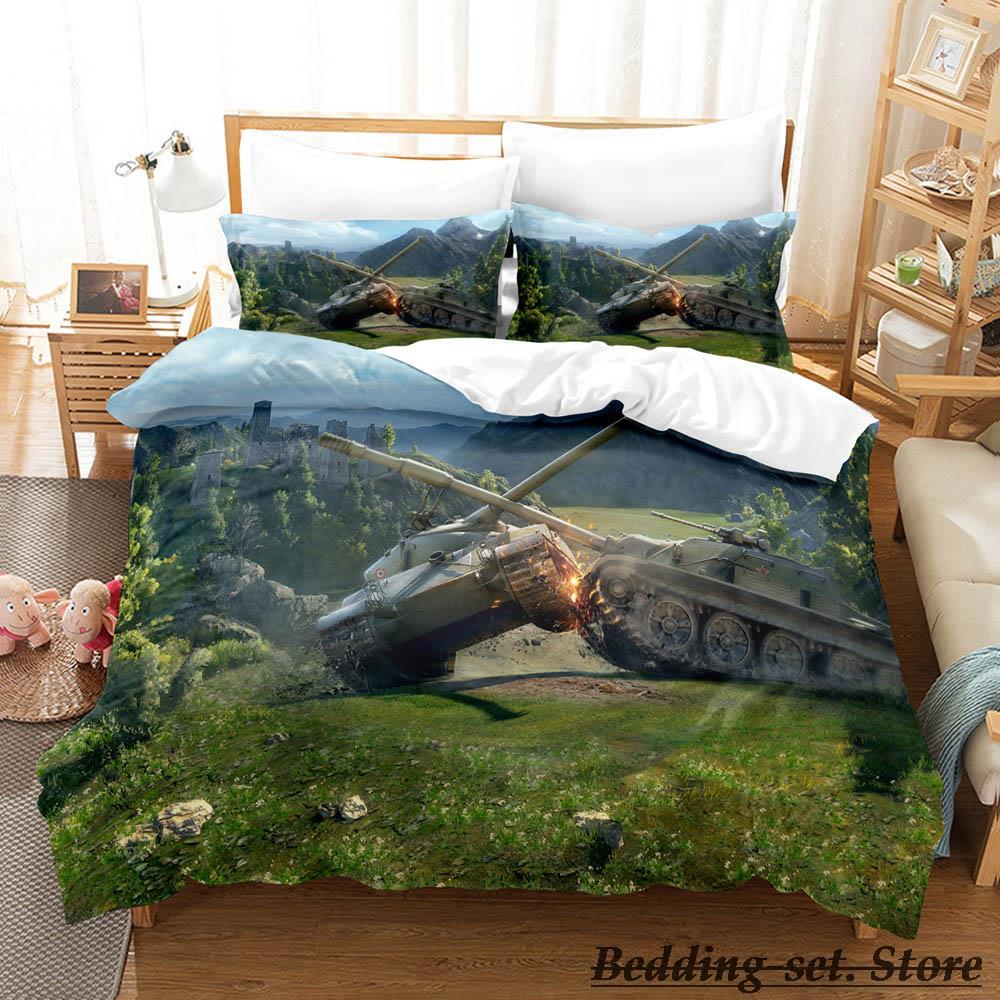 World Of Tanks Bedding Set Single Twin Full Queen King Size Bed Set Adult Kid Bedroom Duvetcover Sets Anime Parure De Lit Bed