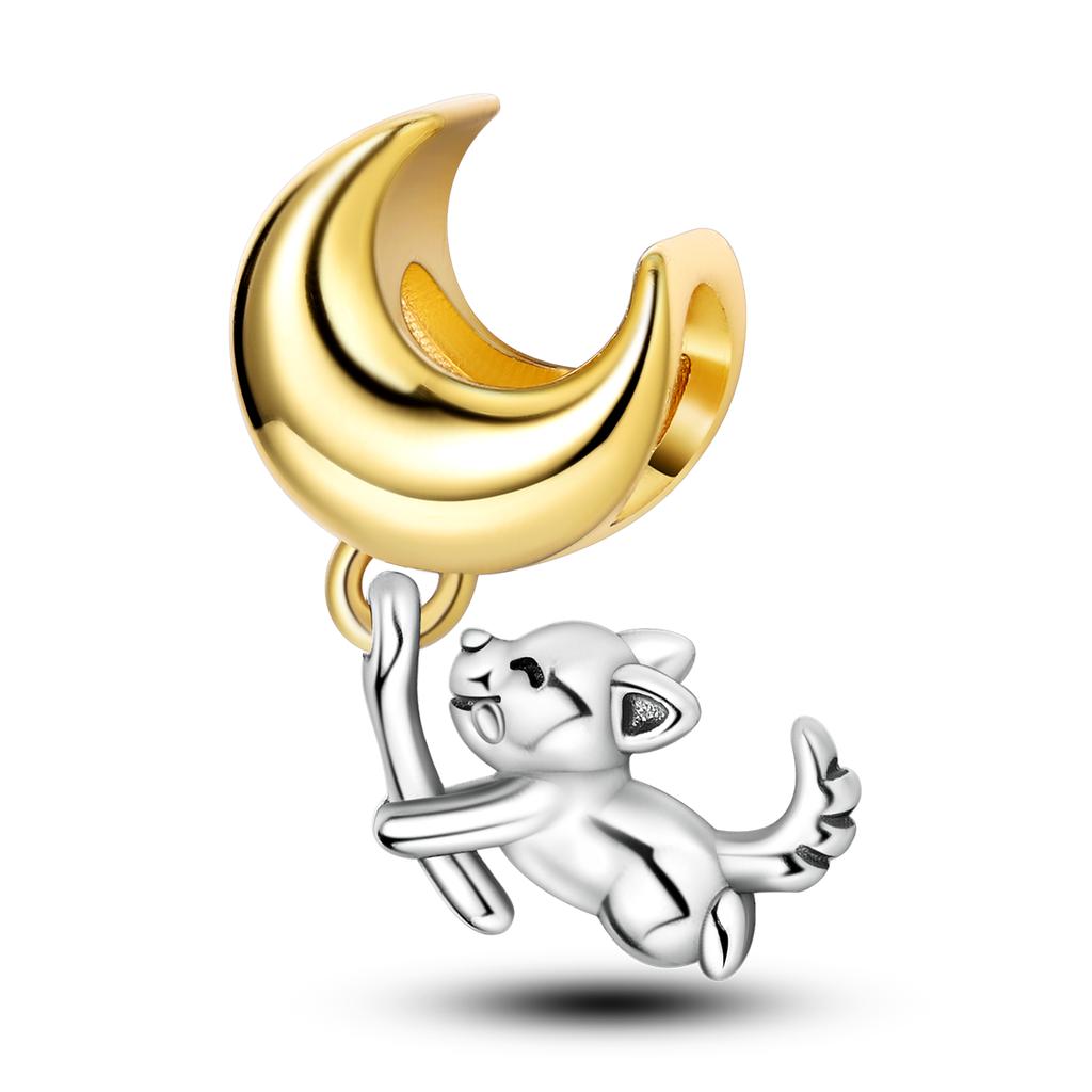 Newest Charms Bead Copper Lovely Cat Moon Eternal Love Heart Dangle Fit Original Fashion Bracelets Diy Jewelry