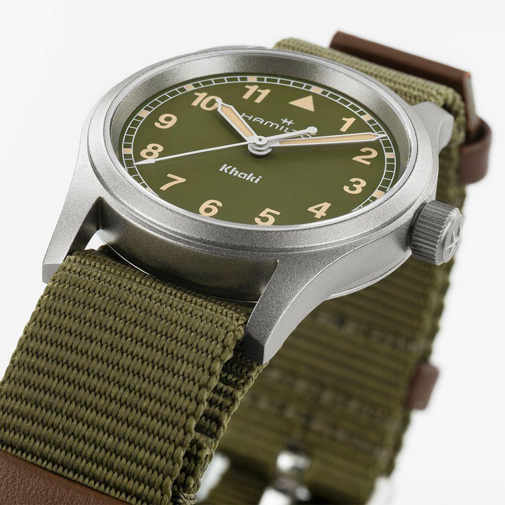 Hamilton Khaki Field Quartz 38mm Green Dial NATO Strap Watch H69401960