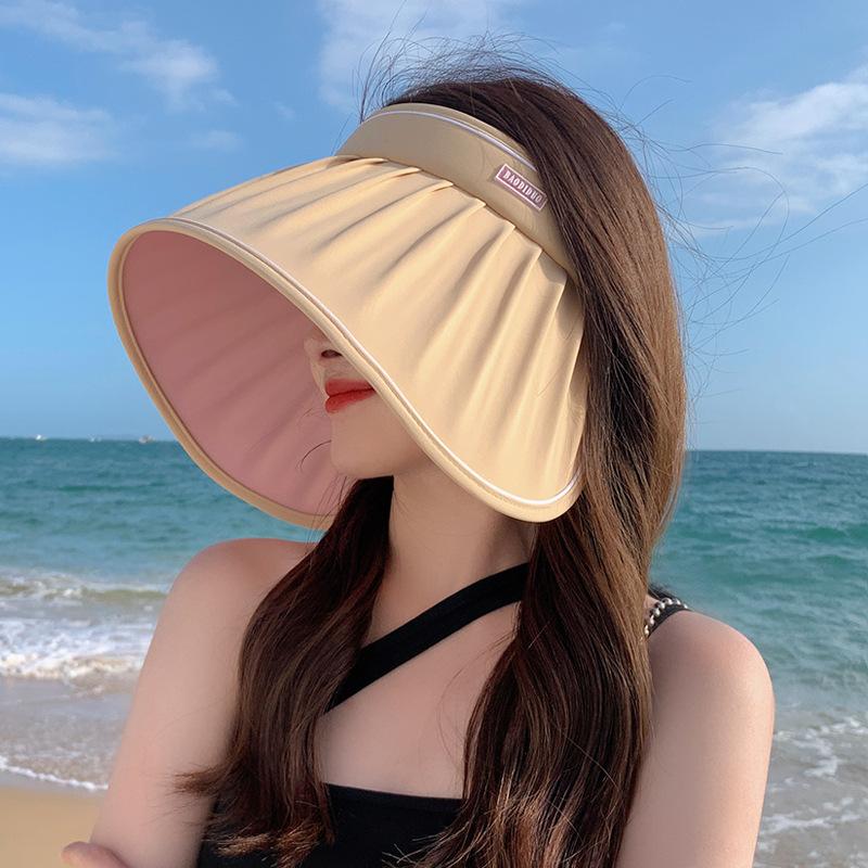 Shell hat wrap around large brim sun hat women's summer UV protection sun protection hat empty top hat children 8494