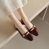 Beige Heeled Sandals Shoes Closed Toe Women's All Match Mary Jane Black Block Comfort Low Open Retro Girls Summer
