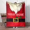 Personalized Custom Name Christmas Blanket,Santa Suit Belt Minimalist Red Background Print Blanket, Xmas Home Decor Blanket