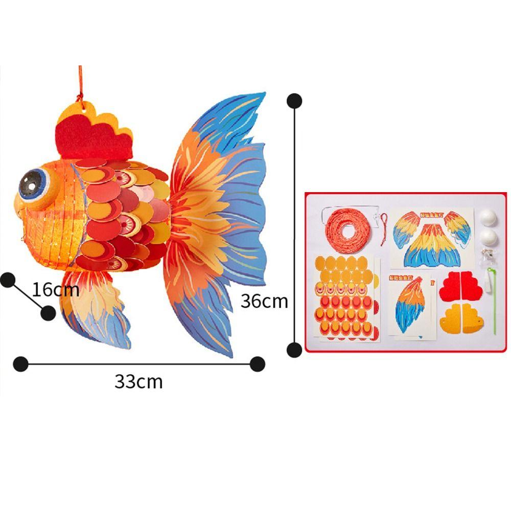 Handmade DIY Mid-Autumn Lantern With LED Light Koi Carp Fish Lantern Portable   Home Decoration