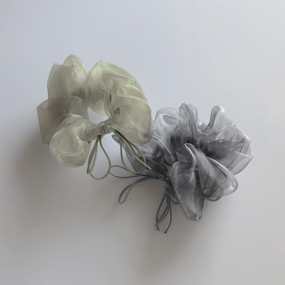 JewelVOX Scrunchie Hair Hair Accessory for Organza Cute and Stylish Tie, Women, Ribbon, (Khaki)