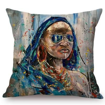 Elegant Aestheticism Black African Girl Woman Abstract Oil Painting Home Decoration Art Sofa Pillow Case Linen Car Cushion Cover