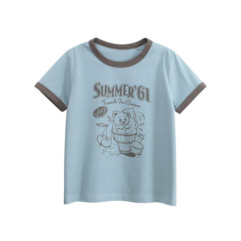 Brand Foreign Trade Children's Clothing Summer New Style 2026 Trendy Short-Sleeved T-Shirt Base Shirt for Girls Pure Cotton Printed