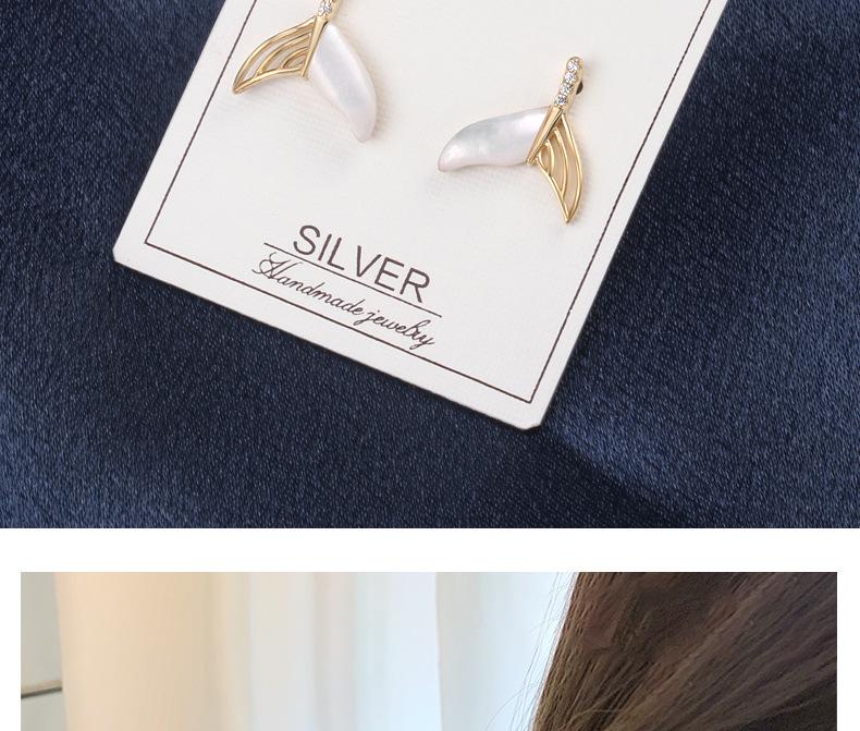 S925 Sterling Silver Gold Hollow Fish Tail Stud Earrings - Korean Style High-End Luxury for Women