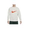 Nike Swoosh Front Brand Logo Print Crew Neck Pullover Long Sleeve Sweatshirt Men Tops White DO8891-030