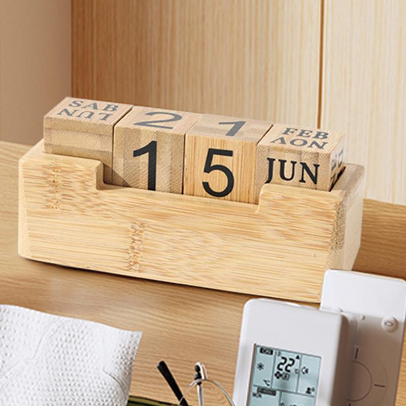 Деревянный календарь куб вечный блок календарь для стола креативный блок календарь — фото 3