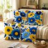 4pcs Set, Blue and Yellow Floral Daisy Print Pillowcases, Fresh Oil Painting Floral Style Home Decor Pillow Covers, Gift for Family, Friends, and Part