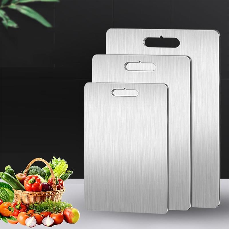 Taglieri in Titanio per Cucina Tagliere in Acciaio Inossidabile 304 Acciaio Ispessito a Doppio Lato per Alimenti Portatile per Tagliare Frutta Carne