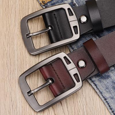 Erkek Pin Tokası İkinci Kat Sığır Derisi Deri Kemer Retro Kolay Eşleşen İş Geniş Kemer erkek