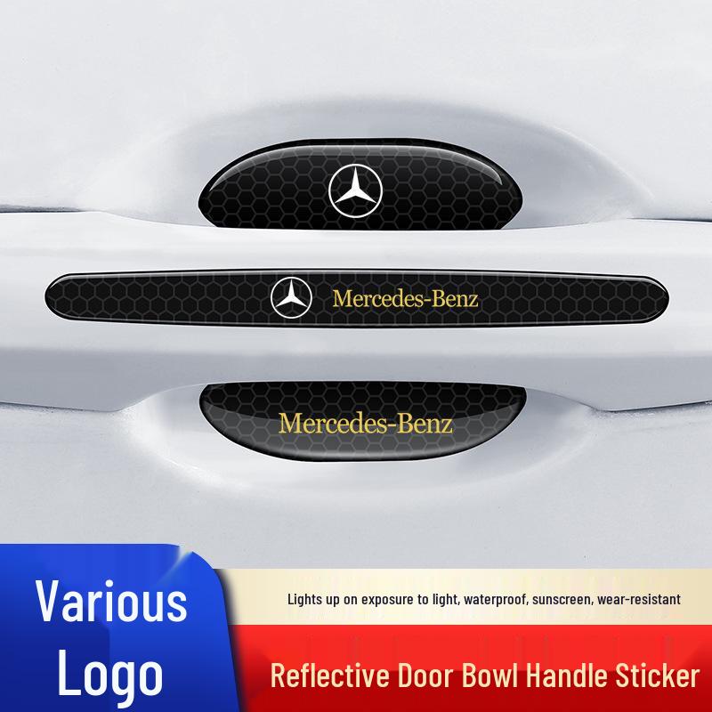Black Reflective Rhombus Car Door Handle Protector: Anti-collision, Anti-scratch, Wear-resistant Sticker