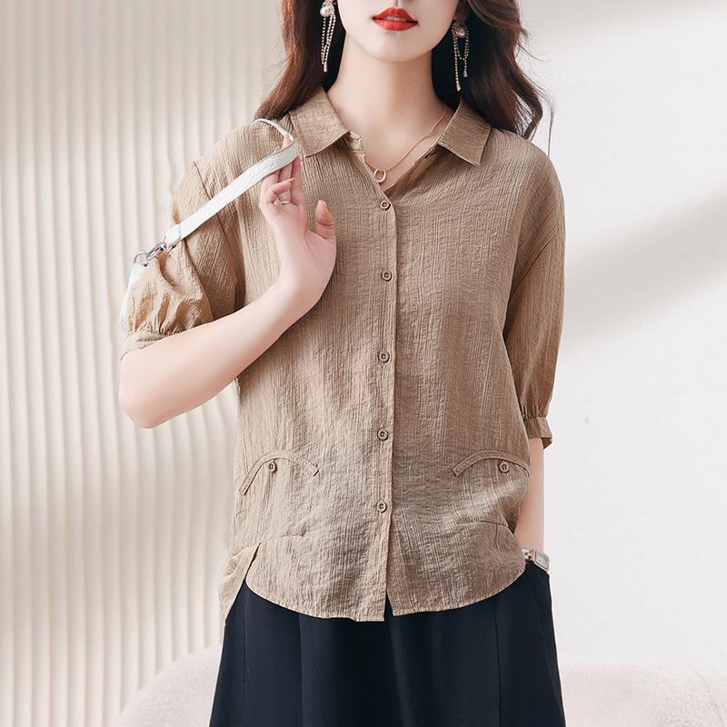 

Chic Youthful Tencel Women s Summer Short Sleeve Loose Casual Top 2025 Style L розовый