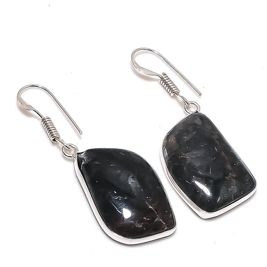 Natural Moss Agate Gemstone 925 Sterling Silver Jewelry Earring 1.77  AE-12363