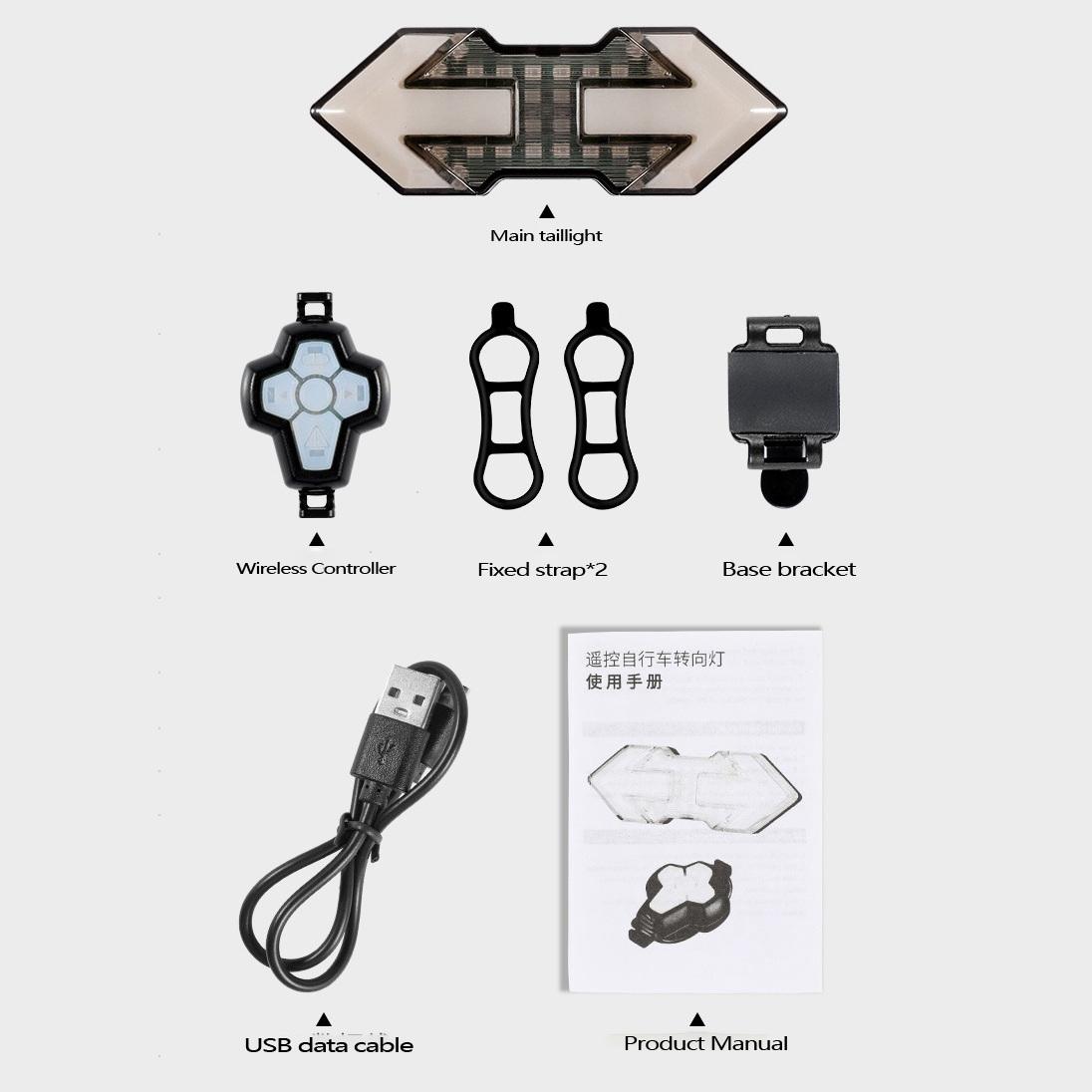 Rear Lamp Smart Bike Wireless Remote Turn Signal Lights Bicycle LED Taillight Easily tallation Personal Bicycle Parts NONE чёрный