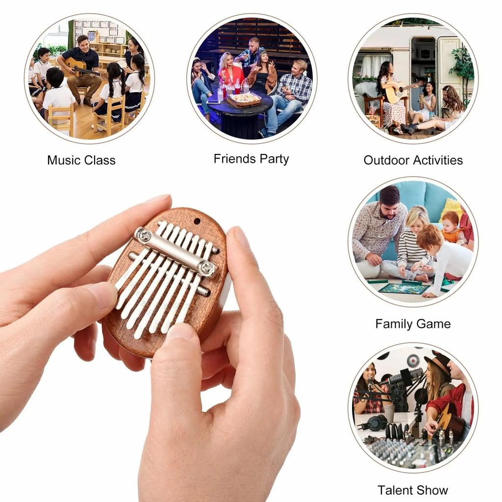 8 tasti Mini Kalimba Thumb Piano Dita Percussioni Legno Massello Giocattolo Regalo Musicale