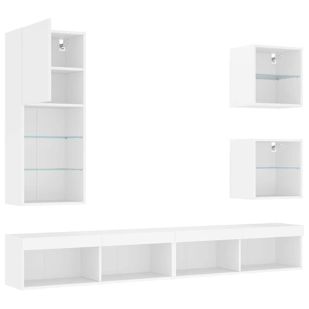 5-Piece LED TV Furniture Set, White