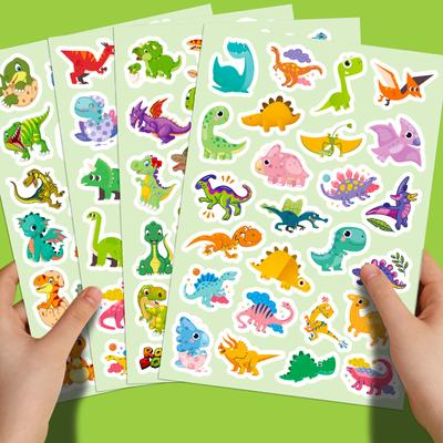 100 Stickers for Small Dinosaur Graffiti Stickers for Dinosaur Series Tyrannosaurus Rex Personality Cartoon Children's Stickers 4 Pieces/pack