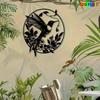 Vintage Metal Hummingbird Wall Sculpture Floral Iron Garden Art Outdoor Indoor Statue Weather Resistant Bird Flower Mural Fence Decor Nature Theme