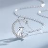 Korean -Style Cute Rabbit Picking Stars Crystal Pendant Necklace Girl Jewelry Star -Moon Clavicle Chain Exquisite Birthday Gifts