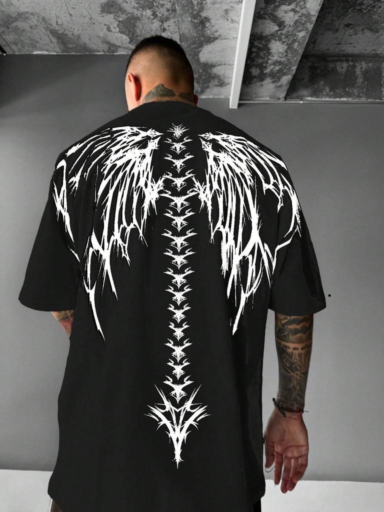 The T-shirt for the Summer of Features a Casual Fashionable Comfortable and Soft 3D Wing Pattern Print