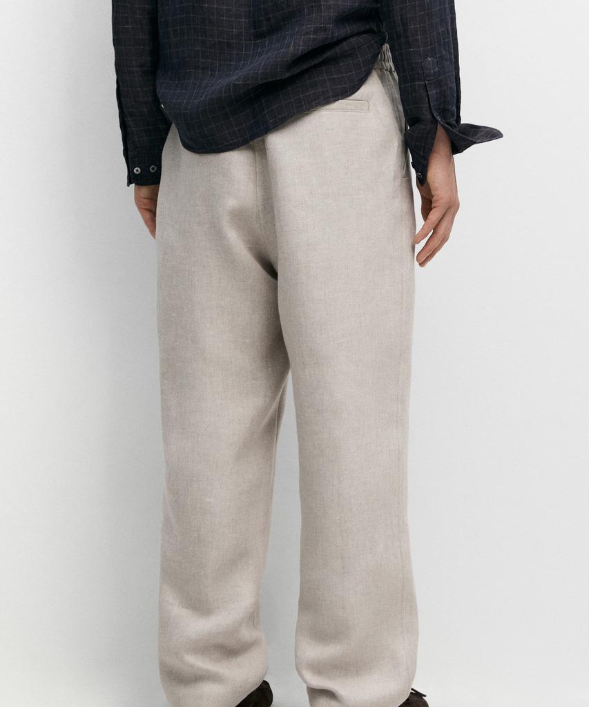 Masimodutti 100% Linen Structure Pants
