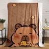 Soft Flannel Cartoon Capybara with Duck Print Throw Blanket - Digital Print Reversible Polyester Flannel, All-Season Cozy Blanket for Home Office