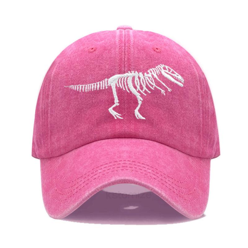Dinosaur Skeleton Embroidered Baseball Cap for Women Men Fashion Adjustable Soft Cotton Dad Hat Unisex Classic Golf Caps