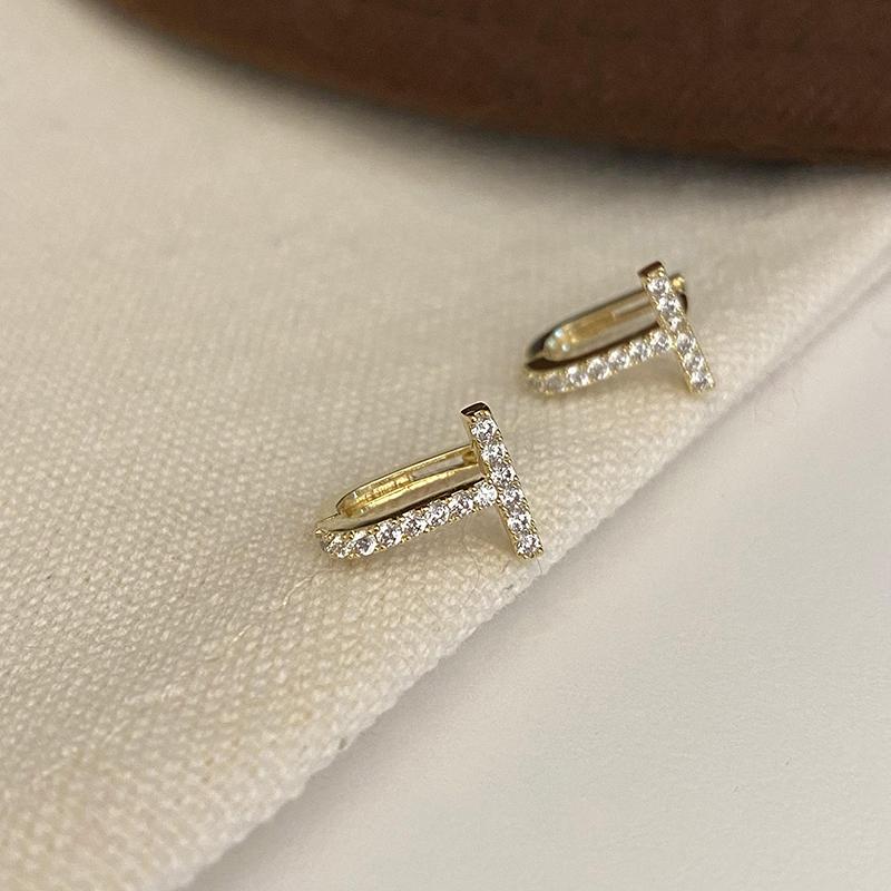 

2026 Classic Design Micro Set Zircon T-shaped Ear Buckles for Women s or Girl‘s Fashion Jewelry Wedding Party Luxury Accessories