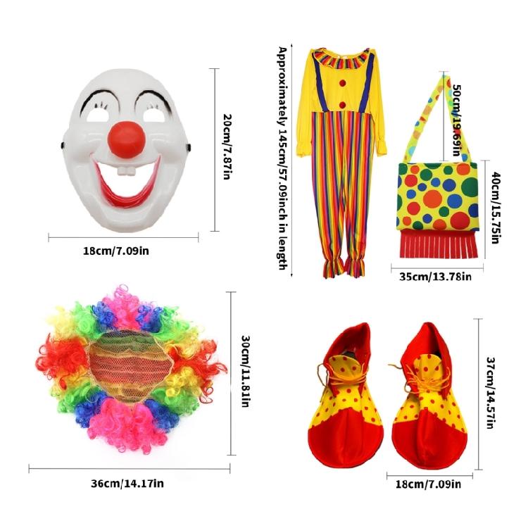 Clown Costume Accessories Set Clown Costume Set Clown Clothes Clown Bag for Halloween Cosplay Party Carnivals