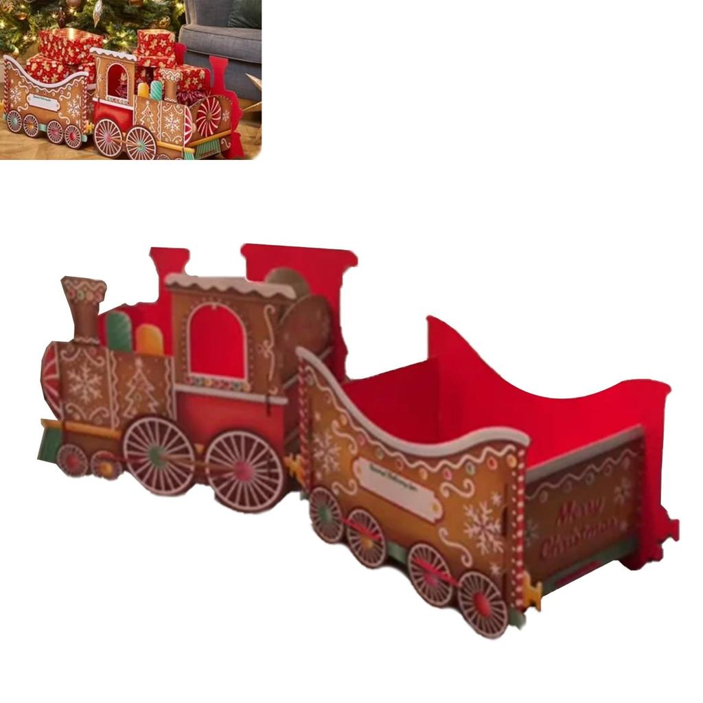 Christmas Presents Trains, Santa Gift Train Set, Holiday Cheer Delivery, Whimsical Gingerbread Design, Gift & Candy Holder, Holiday Party Centerpiece